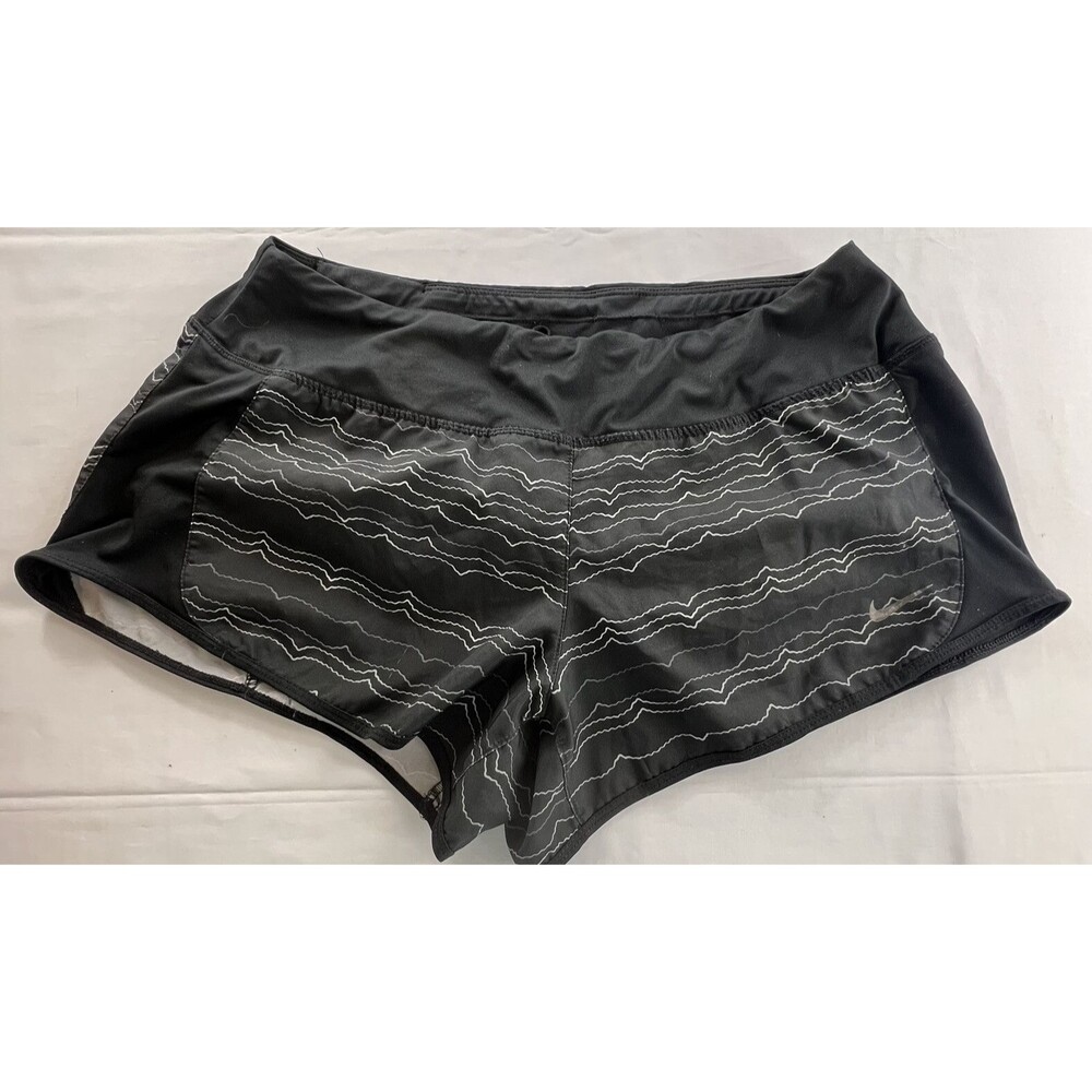 Nike Womens Dri-Fit Black Gray White Athletic Shorts Pants Built In Size M